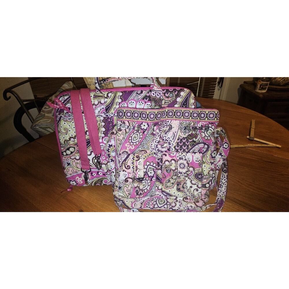 Vera Bradley Very Berry Paisley Laptop Case and Drawstring Bag